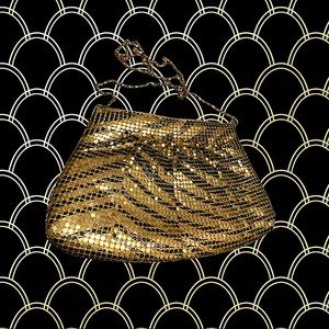 Vintage black and gold mesh evening bag